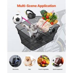 rear bike basket wire mesh bicycle basket with cargo net waterproof cover durable metal bike back basket fits most rear bike racks mounting tools included 5.jpg