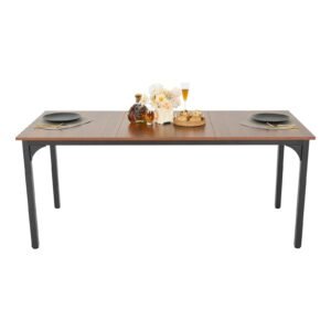 rectangle dining table 71 inch length large wood tables for 6 8 person farmhouse dinner furniture rustic conference desk with iron legs for home kitchen living room brownonly table 2.jpg