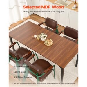 rectangle dining table 71 inch length large wood tables for 6 8 person farmhouse dinner furniture rustic conference desk with iron legs for home kitchen living room brownonly table 4.jpg