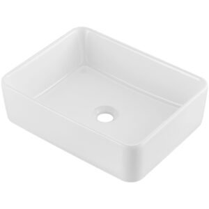 Rectangle Vessel Sink, 19" x 14.7" Bathroom Vessel Sink Countertop, White Ceramic Bathroom Sinks Above Counter, Modern Style, Bright and Elegant, Well-Packaged for Bathroom, Hotel, Toilet, RV