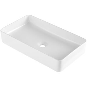 Rectangle Vessel Sink, 24" x 13.8" Bathroom Vessel Sink Countertop, White Ceramic Bathroom Sinks Above Counter, Modern Style, Bright and Elegant, Well-Packaged for Bathroom, Hotel, Toilet, RV
