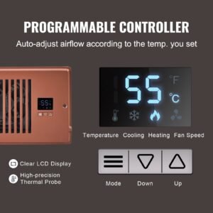 register booster fan quiet vent booster fan fits 4 x 10 register holes with remote control and thermostat control adjustable speed for heating cooling smart vent brown 3.jpg