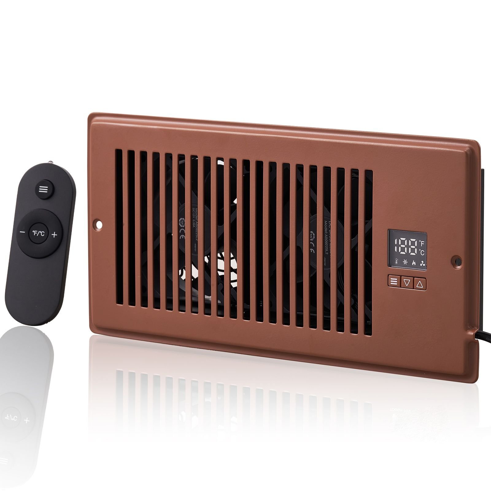 register booster fan quiet vent booster fan fits 4 x 10 register holes with remote control and thermostat control adjustable speed for heating cooling smart vent brown.jpg