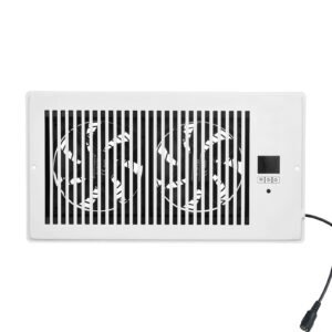 Register Booster Fan, Quiet Vent Booster Fan Fits 6 x 12 inch Holes, with Remote Control and Thermostat Control, Adjustable Speed for Heating Cooling Smart Vent, White