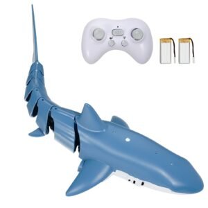 Remote Control Shark Toy, 2.4GHz High Simulation Shark RC Boat for Swimming Pool Bathroom, Electric RC Shark Fish Toy with 2 Batteries, Light & Spray Water Function for 6+ Year Old Boys & Girls