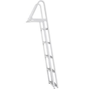 Removable Dock Ladder 5 Steps, 350 lbs Load Capacity, Pontoon Boat Ladder with 4'' Wide Step & Nonslip Design for Ship/Lake/Pool/Marine Boarding