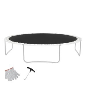 Replacement Trampoline Mat, Jumping Mat Fits 12ft Frame, Universal Jumping Mat for 12ft Round Trampoline, Reinforce UV-Resistant Mat with Spring Tool & Durable V-Rings, Fit 5.5" Spring Length