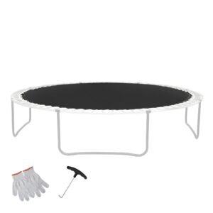 Replacement Trampoline Mat, Jumping Mat Fits 14ft Frame, Universal Jumping Mat for 14ft Round Trampoline, Reinforce UV-Resistant Mat with Spring Tool & Durable V-Rings, Fit 6.5"-7" Spring Length