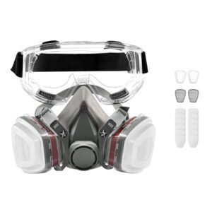 Respirator Mask, Reusable Half Face Cover with Safety Glasses and Filters, Organic Vapor Mask and Dust-proof Face Cover, for Painting, Polishing, Welding, Woodworking and Other Work Protection