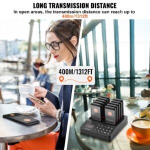 restaurant pager system wireless 400m long range lineup waiting queue signal guest customer calling beepers with vibration flashing 10 buzzers for food truck church nursery hospital 2.jpg