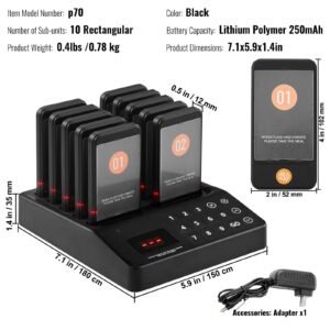 restaurant pager system wireless 400m long range lineup waiting queue signal guest customer calling beepers with vibration flashing 10 buzzers for food truck church nursery hospital 3.jpg