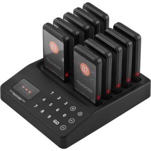 restaurant pager system wireless 400m long range lineup waiting queue signal guest customer calling beepers with vibration flashing 10 buzzers for food truck church nursery hospital.jpg