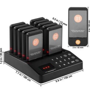 restaurant pager system wireless 400m long range lineup waiting queue signal guest customer calling beepers with vibration flashing 10 buzzers for food truck church nursery hospital 4.jpg