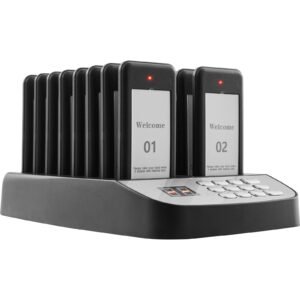 Restaurant Pager System, Wireless 500m Long Range Lineup Waiting Queue Signal, Guest Customer Calling Beepers with Vibration & Flashing, 16 Buzzers for Food Truck, Church, Nursery, Hospital