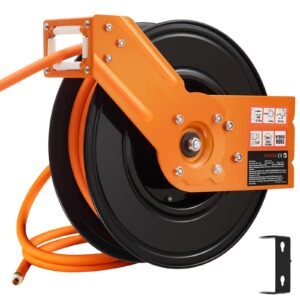 retractable air hose reel 38in x 50ft rubber air hose max 300psi air compressor hose reel auto rewind with 5ft lead in ceilingwall mount heavy duty single arm reel 180 swivel bracket 1.jpg