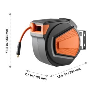 retractable air hose reel 38in x 65ft hybrid air hose max 300psi air compressor hose reel auto rewind with 66 ft lead in ceilingwall mount enclosed pp reel built in 180 swivel bracket 2.jpg