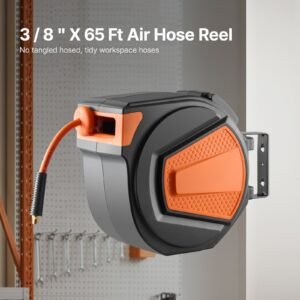 retractable air hose reel 38in x 65ft hybrid air hose max 300psi air compressor hose reel auto rewind with 66 ft lead in ceilingwall mount enclosed pp reel built in 180 swivel bracket 3.jpg