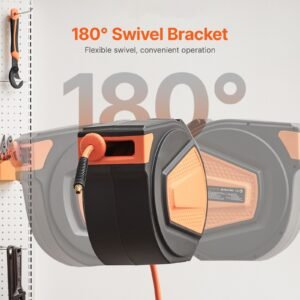 retractable air hose reel 38in x 65ft hybrid air hose max 300psi air compressor hose reel auto rewind with 66 ft lead in ceilingwall mount enclosed pp reel built in 180 swivel bracket 5.jpg