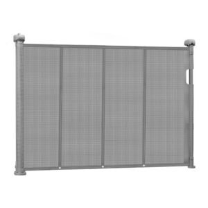 Retractable Baby Gate, 34 inch Tall, Extends up to 55 inch Wide, Retractable Gate for Kids or Pets, Mesh Material, Easy to Install for Indoor Stairs, Doorways, Hallways, Playrooms, Gray