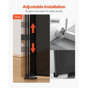 retractable baby gate 34 inch tall extends up to 71 inch wide retractable gate for kids or pets mesh material easy to install for indoor stairs doorways hallways playrooms black 2.jpg