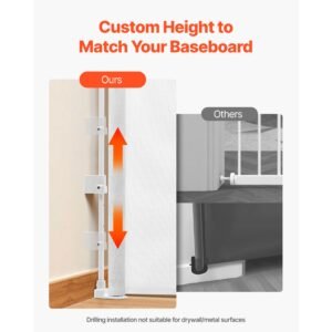 retractable baby gate, extends to 72.8 inch wide, 31.3 inch tall, with security lock, easy to use, walk through without tripping, mesh dog gate for stairs, hallways, indoor/outdoor, white