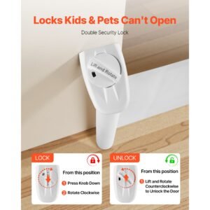 retractable baby gate, extends to 72.8 inch wide, 31.3 inch tall, with security lock, easy to use, walk through without tripping, mesh dog gate for stairs, hallways, indoor/outdoor, white