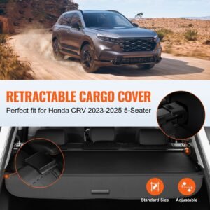 Retractable Cargo Cover for Honda, Upgraded Waterproof Trunk Cover Security Shield Shade for Honda CRV 2023-2025 5-Seater, UV Resistant Rear Trunk Cover with Aluminum Alloy & PVC Leather Texture