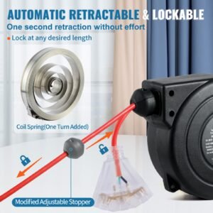 retractable extension cord reel 30 ft heavy duty 16awg3c sjtow retractable power cord reel with lighted triple tap outlet 10 amp circuit breaker 45ft lead in cord for ceiling or wall mount 4.jpg