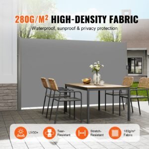 retractable side awning 63x 118 full aluminum rust proof outdoor privacy screen folding room divider wind screen for patio sun shade backyard balcony roof terraces and pools gray 1.jpg