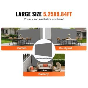 retractable side awning 63x 118 full aluminum rust proof outdoor privacy screen folding room divider wind screen for patio sun shade backyard balcony roof terraces and pools gray 5.jpg
