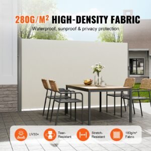 retractable side awning 71x 118 aluminum outdoor privacy screen 280g polyester water proof retractable patio screen uv 30 room divider wind screen for patio backyard balcony beige 1.jpg