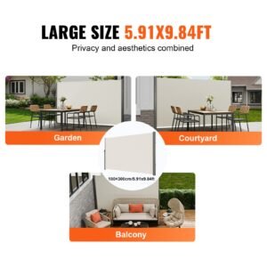 retractable side awning 71x 118 aluminum outdoor privacy screen 280g polyester water proof retractable patio screen uv 30 room divider wind screen for patio backyard balcony beige 5.jpg