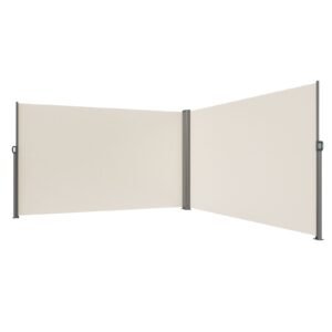 Retractable Side Awning, 71''x 236'' Aluminum Outdoor Privacy Screen, 280g Polyester Water-proof Retractable Patio Screen, UV 30+ Room Divider Wind Screen for Patio, Backyard, Balcony, Beige