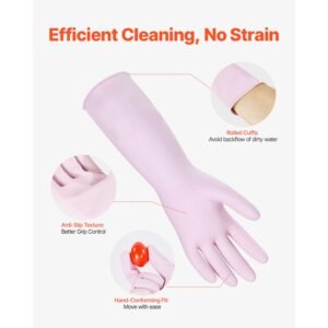 reusable dishwashing gloves 2 pairs colorful reusable household kitchen cleaning gloves for washing dishes and cleaning tasks flexible long lasting and non slip medium pink purple 14.jpg