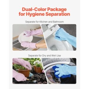 reusable dishwashing gloves 2 pairs colorful reusable household kitchen cleaning gloves for washing dishes and cleaning tasks flexible long lasting and non slip medium pink purple 17.jpg