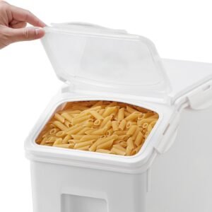 Rice Storage Container, 4.5Gallon/20L x2 Capacity Large Dog Food Dispenser Bin, Kitchen Ingredient Grain Cereal Flour Bin, Pet food Containers with Wheels, 2 Measuring Cups, Airtight Lid, 2 Pack