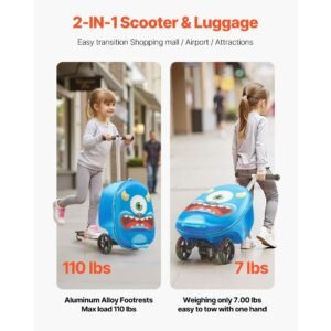 ride on luggage 20 l capacity 20 inches kids scooter suitcase with flash pu wheels adjustable handle tpr non slip grip foldable lightweight scooter luggage for kids aged 5 blue 5.jpg