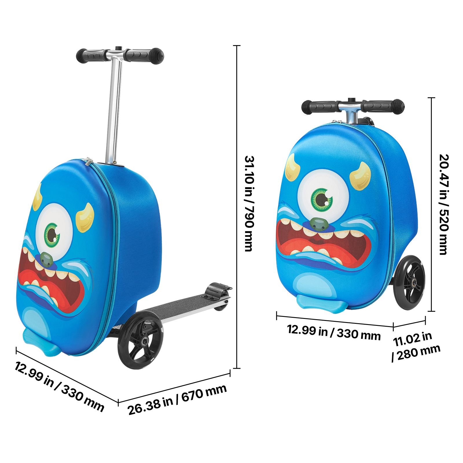 ride on luggage 20 l capacity 20 inches kids scooter suitcase with flash pu wheels adjustable handle tpr non slip grip foldable lightweight scooter luggage for kids aged 5 blue.jpg