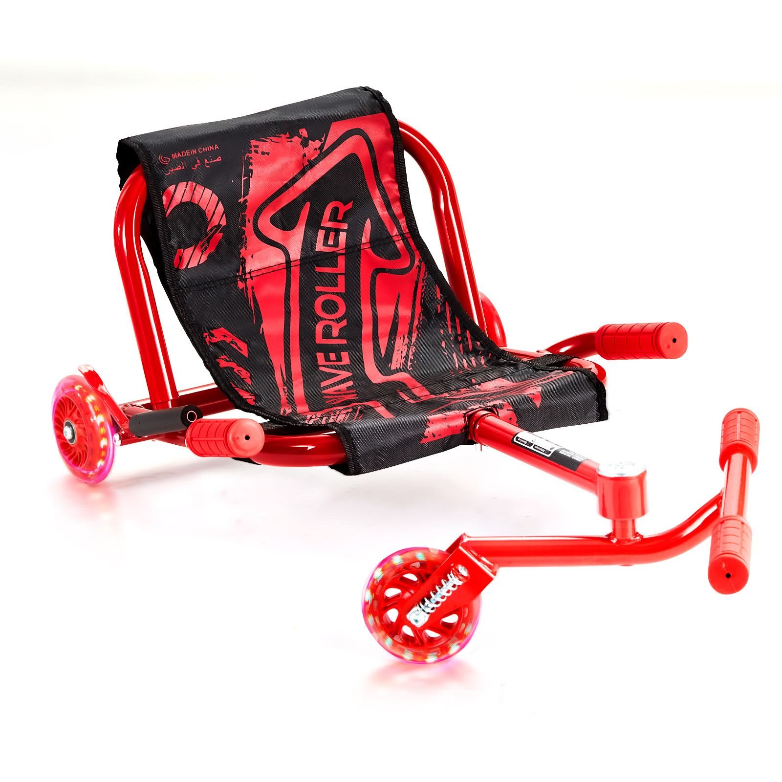 ride on scooter, load capacity of 132 lbs, swing side to side for amazing ride powered by zig zag motion, ride on drifting toy for ages 4+, rides on any hard surface for indoor & outdoor, red