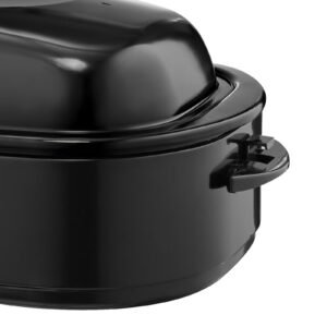 roaster oven, 18qt fast cooking turkey roaster, 150 450 fahrenheit adjustable temp turkey oven with self basting lid, removable pan and rack, defrost & warm function, electric roasting pan