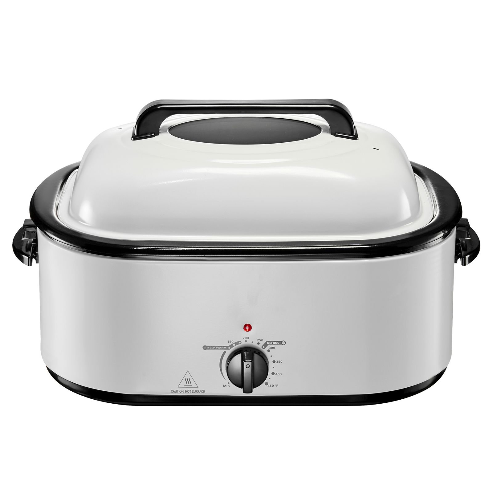 roaster oven, 26qt electric roasting pan, 150 450 f adjustable temp fast cooking turkey roaster with cool touch handle, visible self basting lid, defrost & warm function, fits 30lb turkey