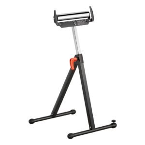 roller stand 250 lb load capacity 27 in 43 in adjustable height folding heavy duty with edge guides 115 in polished steel roller head for table saw outfeed woodworking extension support 4.jpg