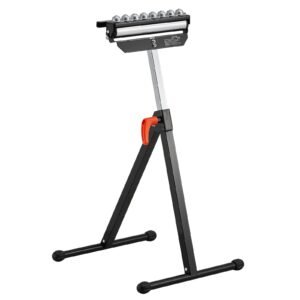 roller stand 300 lb load capacity 268 425 in adjustable height folding heavy duty with 115 inch polished multi directional roller head for table saw outfeed woodworking extension support 3.jpg