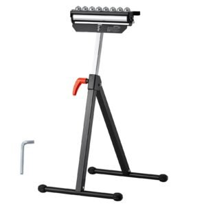 roller stand 300 lb load capacity 268 425 in adjustable height folding heavy duty with 115 inch polished multi directional roller head for table saw outfeed woodworking extension support 5.jpg