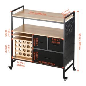 rolling craft cart and storage table compatible with cricut machines crafting table organization workstation craft rolling storage organizer with 20 vinyl roll holders and 3 drawers black 1.jpg