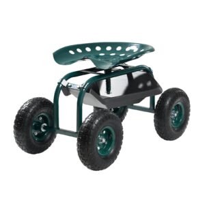 rolling garden cart with swivel seat heavy duty garden seat with storage basket tool tray 300 lbs weight capacity outdoor utility gardening stool scooter for lawn yard planting weeding 1.jpg