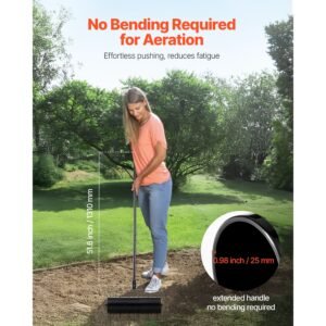 rolling lawn aerator 21 inch heavy duty manual rolling aerator lawn with detachable handle and 33 iron spikes rolling lawn aeration tool for garden patio yard compacted soils and lawns black 4.jpg