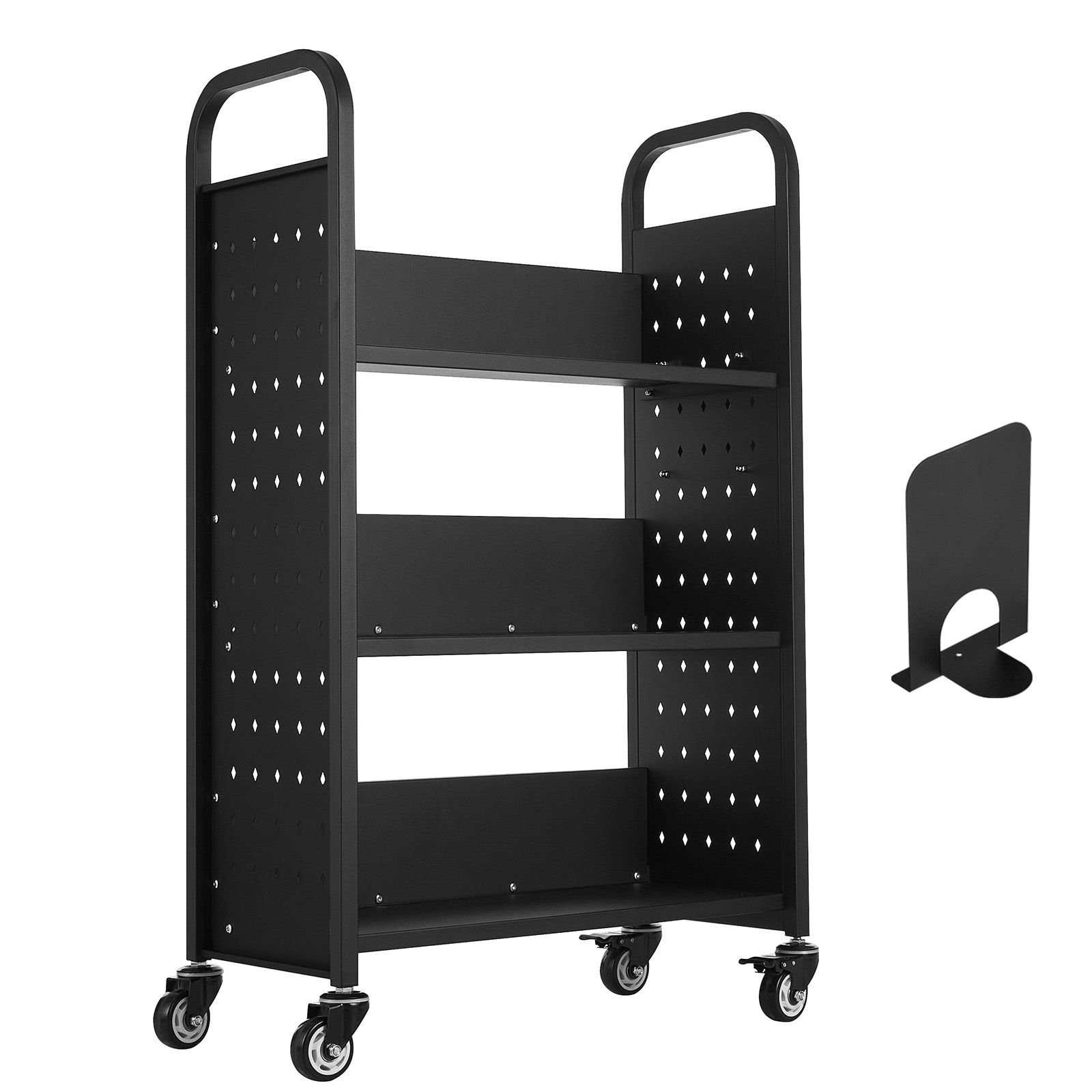 rolling library book cart 330 lbs capacity 303 x 15 x 480 inch library cart single sided l shaped shelves with 3 inch lockable wheels book truck for home shelves office and school black.jpg