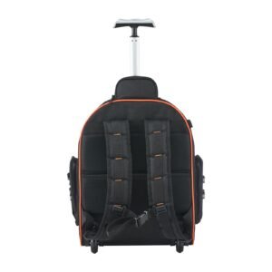 Rolling Tool Backpack, 110 lbs Load Capacity, 45 Pockets Heavy Duty Roller Tool Bag on Wheels, Adjustable Telescoping Handle & Stable Base, Toolbag Organizers for Construction, Mechanic