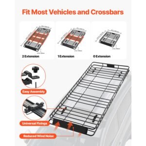 roof rack basket 84 x 39 x 41 in universal rooftop cargo carrier with 79 x 39 x 102 in cargo bag net ratchet straps 250 lbs max load capacity car top luggage holder for suv truck car 2.jpg